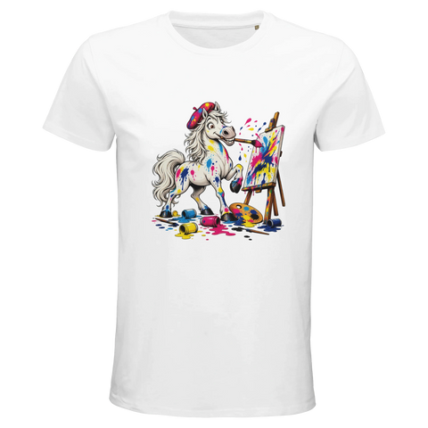 Maler-Pferd mit Farbspritzern – Bio-T-Shirt Herren