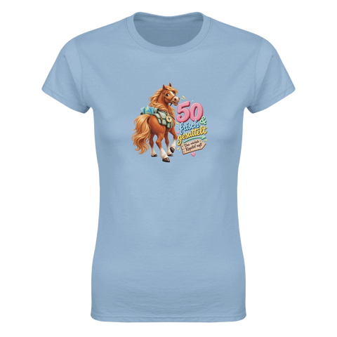 50 und frisch gesattelt – Damen-T-Shirt