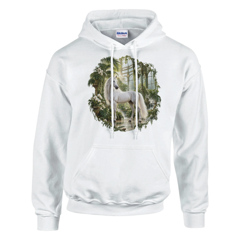 Weißes Pferd im viktorianischen Glashaus – Hoodie