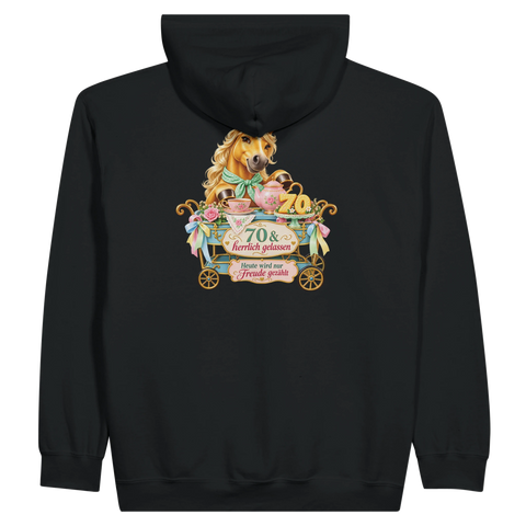 70 und herrlich gelassen – Zip-Hoodie mit Rückendruck
