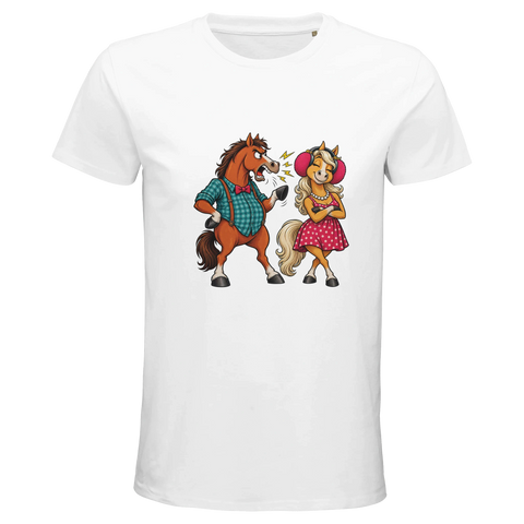 Streitendes Pferdepaar im Retro-Look – Bio-T-Shirt Herren