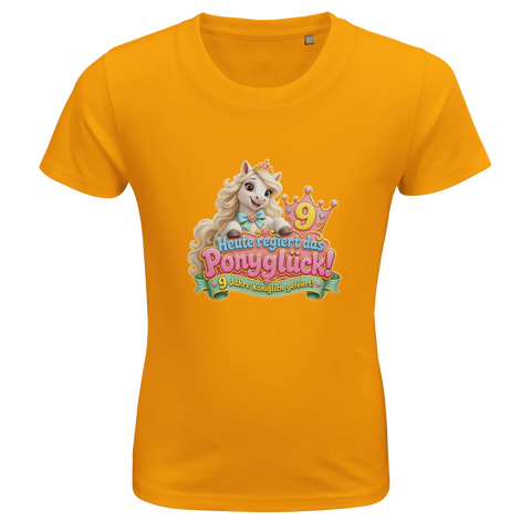 Heute regiert das Ponyglück! (9 Jahre) – Kinder-T-Shirt Bio