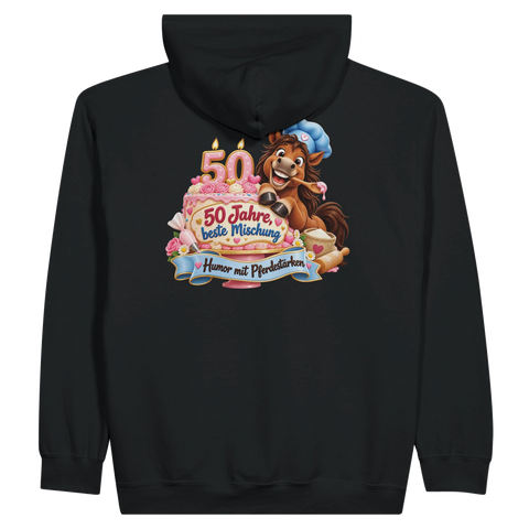 50 Jahre, beste Mischung – Zip-Hoodie mit Rückendruck