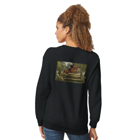Über das Naturhindernis – Pullover mit Rückendruck