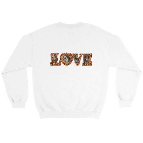 Love – Andalusier in Rubinrot – Pullover mit Rückendruck