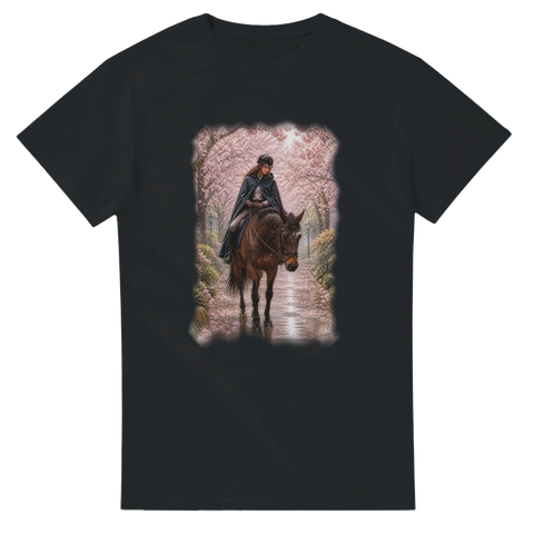 Reiterin im Kirschblütenregen – T-Shirt
