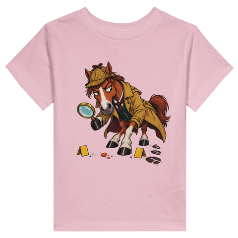 Detektiv-Pferd mit Lupe – Kleinkind-T-Shirt