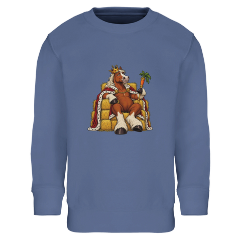König Pferd auf dem Heuthron – Kinder-Pullover