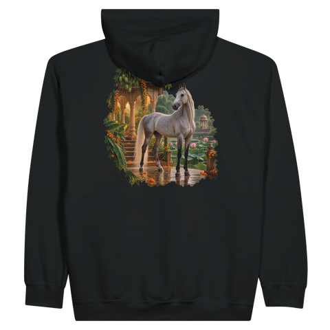 Marwari im Tempelgarten – Zip-Hoodie mit Rückendruck