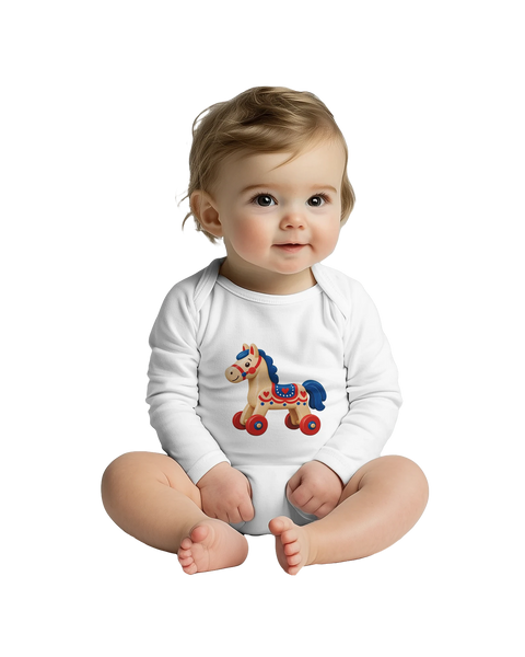 Holzrad-Hektor – Baby-Strampler langarm