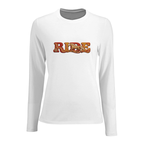 Ride – Palomino im Retro-Rot – Damen-Langarmshirt