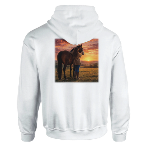 Abendsonne auf der Weide – Hoodie mit Rückendruck