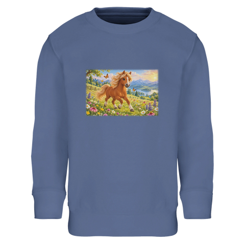 Pony in der Blumenwiese – Kinder-Pullover