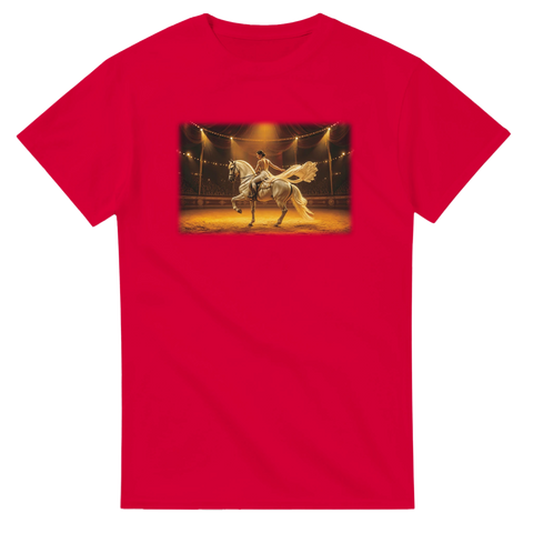 Showreiten mit weißem Pferd – T-Shirt
