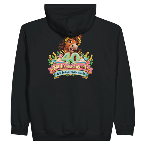 Mit 40 wird's legendär – Zip-Hoodie mit Rückendruck