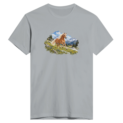 Haflinger auf der Frühlingsalm – Herren-T-Shirt