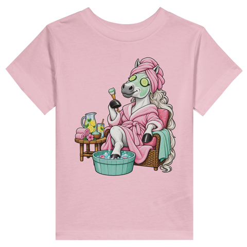 Wellness-Pferd mit Gurkenmaske – Kleinkind-T-Shirt