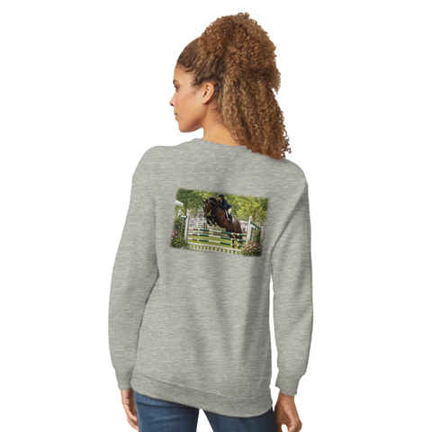 Sprung über die Blumenrick – Pullover mit Rückendruck