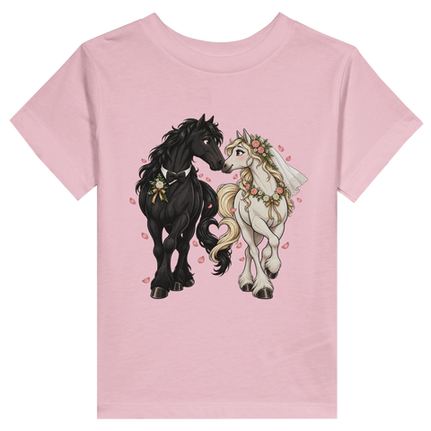Hochzeitspferde als Brautpaar – Kleinkind-T-Shirt