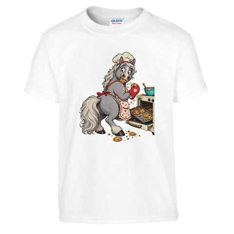 Backendes Pferd mit Keksen – Kinder-T-Shirt