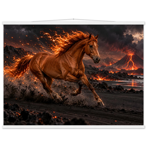 Feuermähne am Vulkan – Poster mit Leisten 75×100 cm