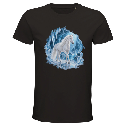 Weiße Stute in der Kristall-Eishöhle – Bio-T-Shirt Herren