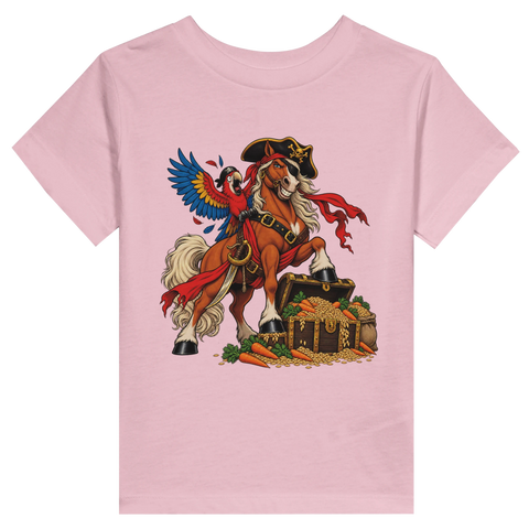 Piratenpferd mit Schatz und Papagei – Kleinkind-T-Shirt