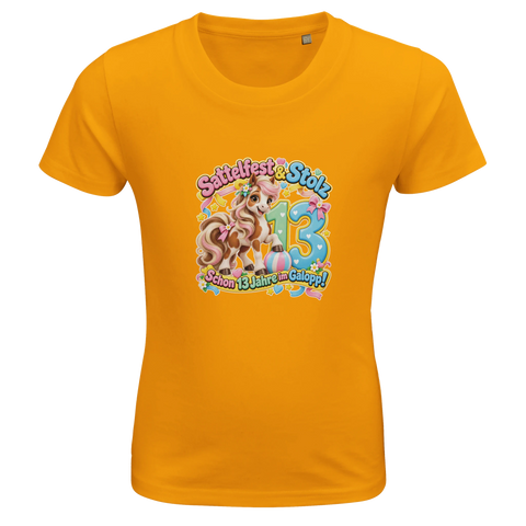 Sattelfest und Stolz (13 Jahre) – Kinder-T-Shirt Bio