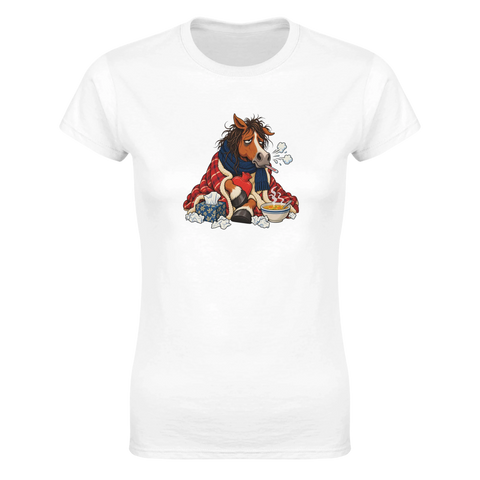 Erkältetes Pferd mit Suppe – Damen-T-Shirt
