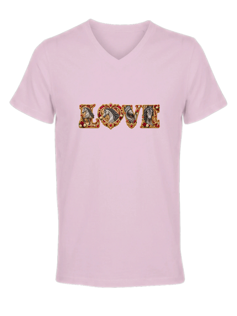 Love – Andalusier in Rubinrot – Damen-T-Shirt V-Ausschnitt