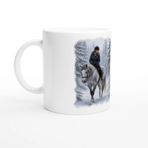 Reiterin im Schneewald – Tasse
