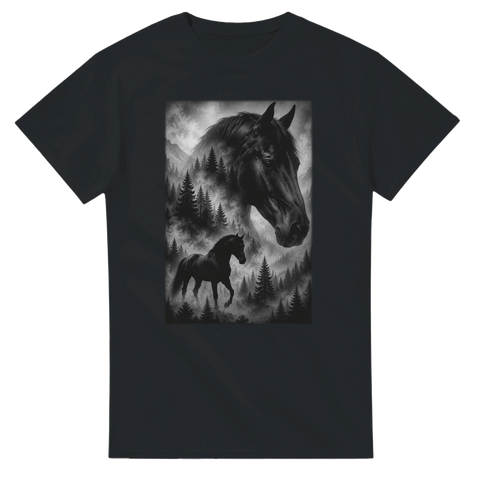 Pferd im Nebelwald – T-Shirt