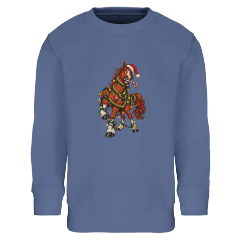 Weihnachtspferd in der Lichterkette – Kinder-Pullover