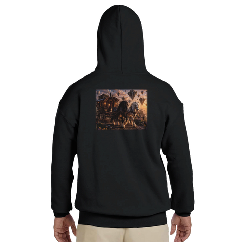 Zauberwagen über den Wolken – Hoodie mit Rückendruck