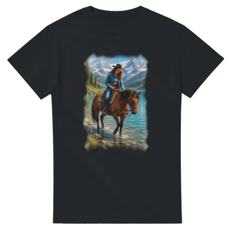 Reiterin am Alpensee – T-Shirt