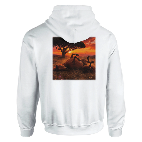 Wälzen im Abendrot – Hoodie mit Rückendruck