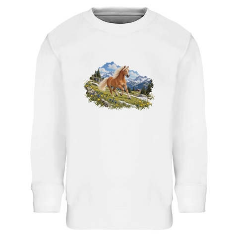Haflinger auf der Frühlingsalm – Kinder-Pullover