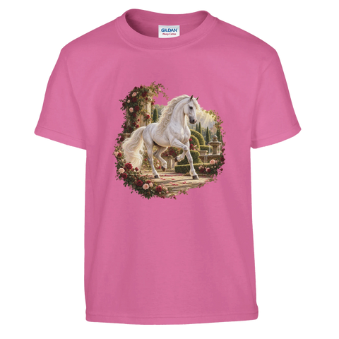 Andalusier im Rosengarten – Kinder-T-Shirt