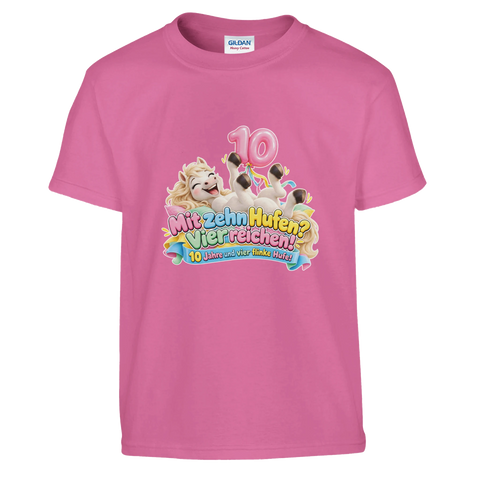 Mit zehn Hufen? Vier reichen! (10 Jahre) – Kinder-T-Shirt