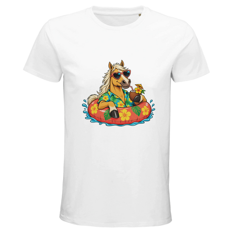 Sommer-Pferd im Schwimmreifen – Bio-T-Shirt Herren