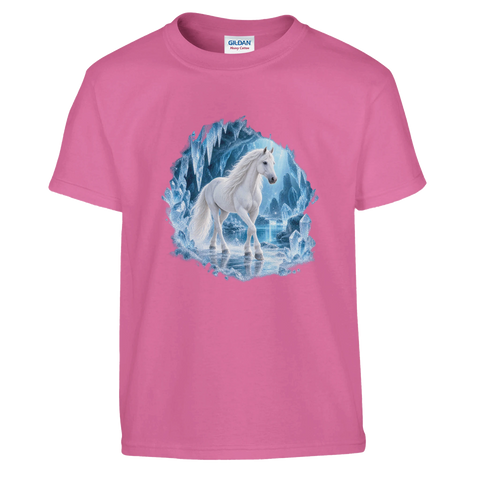 Weiße Stute in der Kristall-Eishöhle – Kinder-T-Shirt