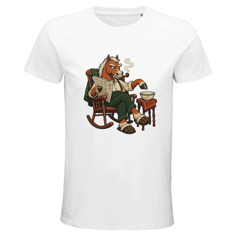 Grummeliges Pferd im Schaukelstuhl – Bio-T-Shirt Herren