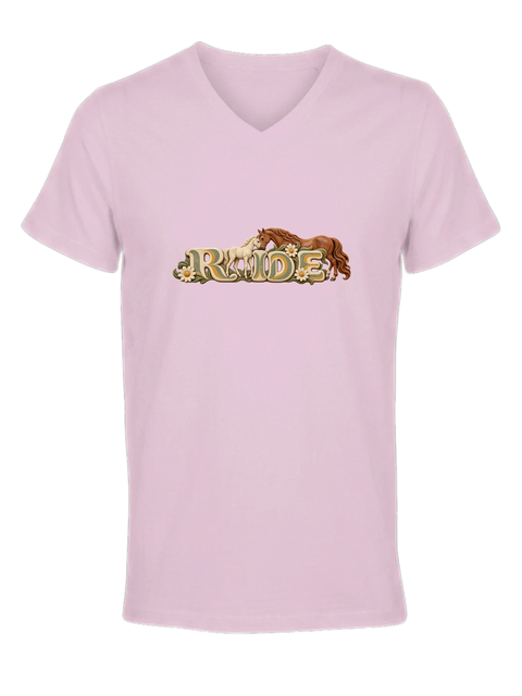 Ride – Stute und Fohlen im Blumenmeer – Damen-T-Shirt V-Ausschnitt