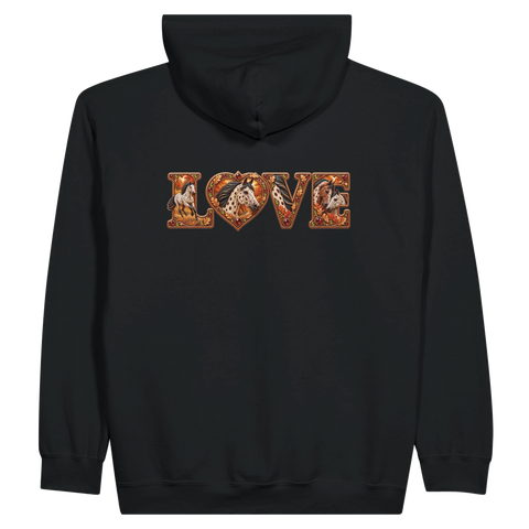 Love – Appaloosa im Herbstlaub – Zip-Hoodie mit Rückendruck