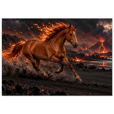 Feuermähne am Vulkan – Kunstdruck 70×100 cm