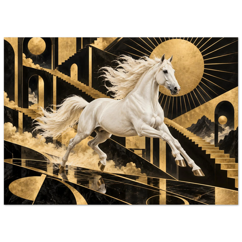Schimmel im Art-déco-Gold – Forex-Bild 50×70 cm