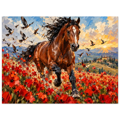 Brauner im Mohnsturm – Forex-Bild 60×80 cm