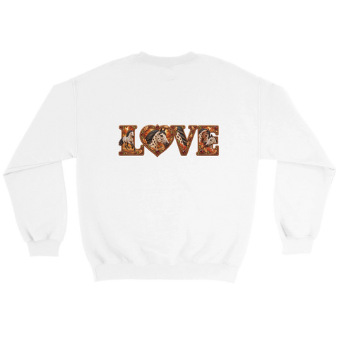 Love – Appaloosa im Herbstlaub – Pullover mit Rückendruck
