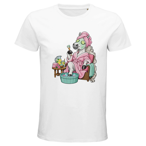 Wellness-Pferd mit Gurkenmaske – Bio-T-Shirt Herren