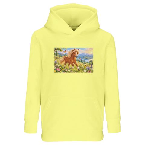 Pony in der Blumenwiese – Kinder-Hoodie